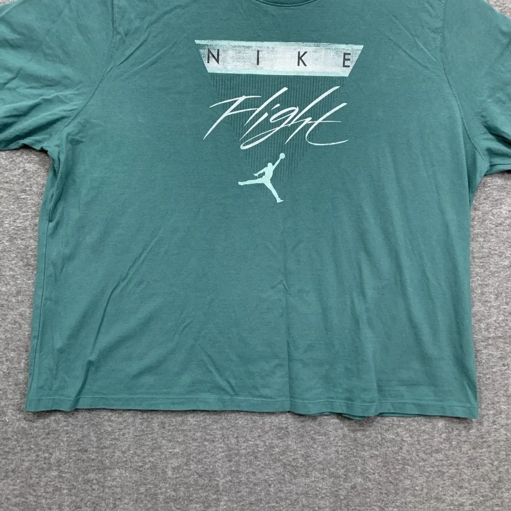 Nike Air Jordan Tee Shirt Mens 3XL‎ Flight Jumpman Logo Teal Green Short Sleeve